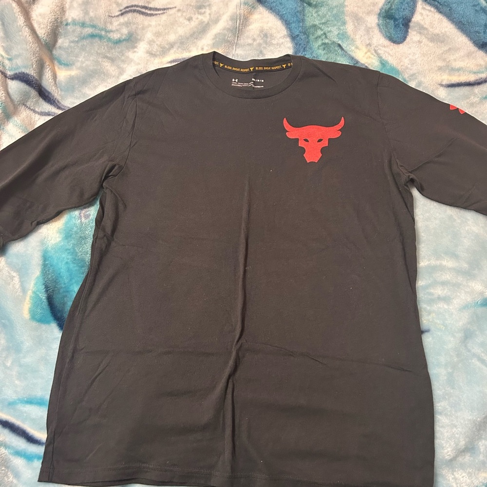 Project Rock Under Armour Men's Black Shirt with Red Logo Size Medium